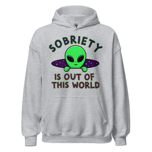 Out of This World Unisex Hoodie – Alien Sobriety Graphic - Sport Grey / S | Sobervation