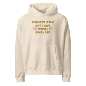 Oversized Heavyweight Hoodie – Sobriety Is the Gift I Give Myself - S | Sobervation