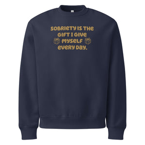 Oversized Heavyweight Sweatshirt – Sobriety Is the Gift - Navy / S | Sobervation