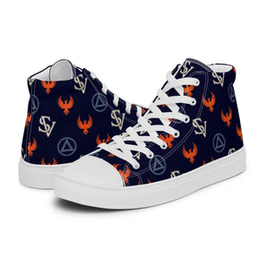 Phoenix Pattern Men’s high top canvas shoes - White Men's High Top Shoes - Sobervation