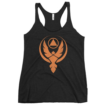 Phoenix Reborn Women’s Racerback Tank – Strength in Motion - Vintage Black / XS | Sobervation
