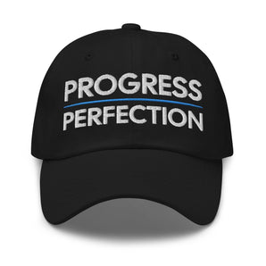 Progress Over Perfection Embroidered Dad Hat – Recovery Hat - Black | Sobervation