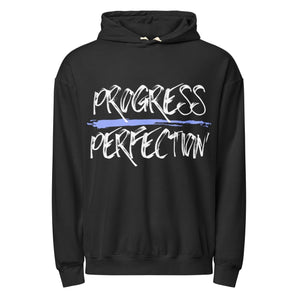 Progress Over Perfection Hoodie | Recovery Affirmation Garment-Dyed Sweatshirt - Black / S | Sobervation