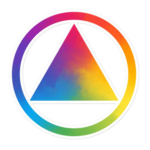 Rainbow Sobriety Triangle Vinyl Sticker - Durable Waterproof Decal - 5.5″×5.5″ | Sobervation