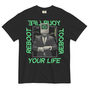 Reboot Your Life – Unisex Garment-Dyed Heavyweight T-Shirt -S Heavyweight Graphic Print Tee - Sobervation