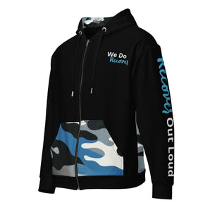 Recovery Champion All Over Print Zip Hoodie - Camo Graffiti Design - 2XS | Sobervation
