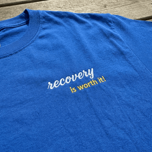 Recovery Is Worth It Embroidered Unisex Tee | Sobervation - Royal Embroidered Men's Tee - Sobervation
