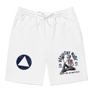 Recovery Mode Men's Fleece Shorts | Killing Time Not Brain Cells - White / S | Sobervation