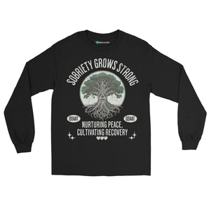 Recovery Roots Long Sleeve Tee – Sobriety Grows Strong - Black / S | Sobervation