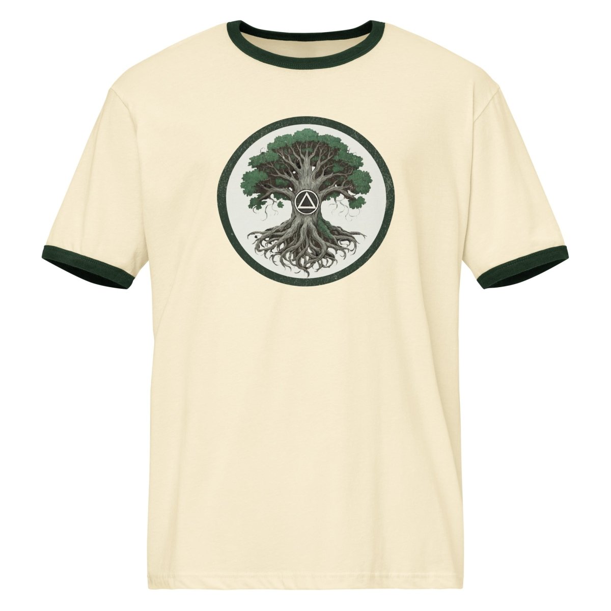 Recovery Roots Ringer Tee – Minimalist Sobriety Tree Shirt – Sobervation
