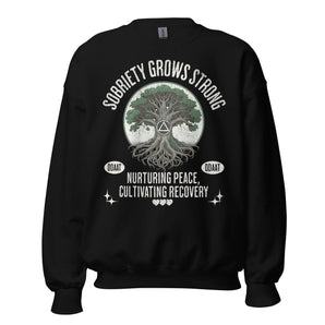 Recovery Roots Sweatshirt – Sobriety Grows Strong - Black / S | Sobervation