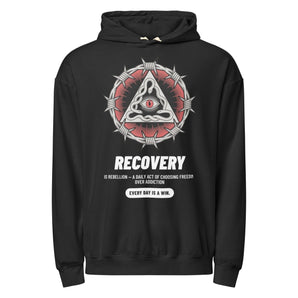 Recovery Snake Garment-Dyed Lightweight Hoodie | Premium Sobriety Symbol - Black / S | Sobervation