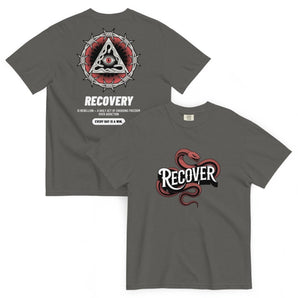 Recovery Snake Comfort Colors Heavyweight Tee – Sobriety Symbol Streetwear - Pepper / S | Sobervation