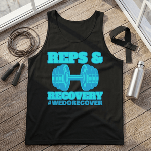 Reps & Recovery Men's Tank - Fitness Meets Sobriety Apparel - Black / XS | Sobervation