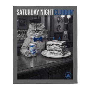 Saturday Night Clubbin' - Cat In A Bar Eating A Club Sandwich 50"x60" Throw Blanket - Default Title | Sobervation