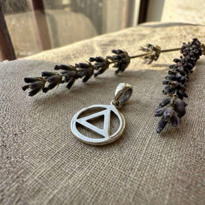 Serenity Circle AA Symbol Mini Sterling Silver Pendant – Sobervation Collection - Default Title | Sobervation