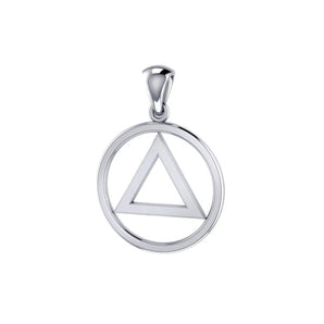 AA Symbol Sterling Silver Pendant - Serenity Circle Necklace - Default Title | Sobervation