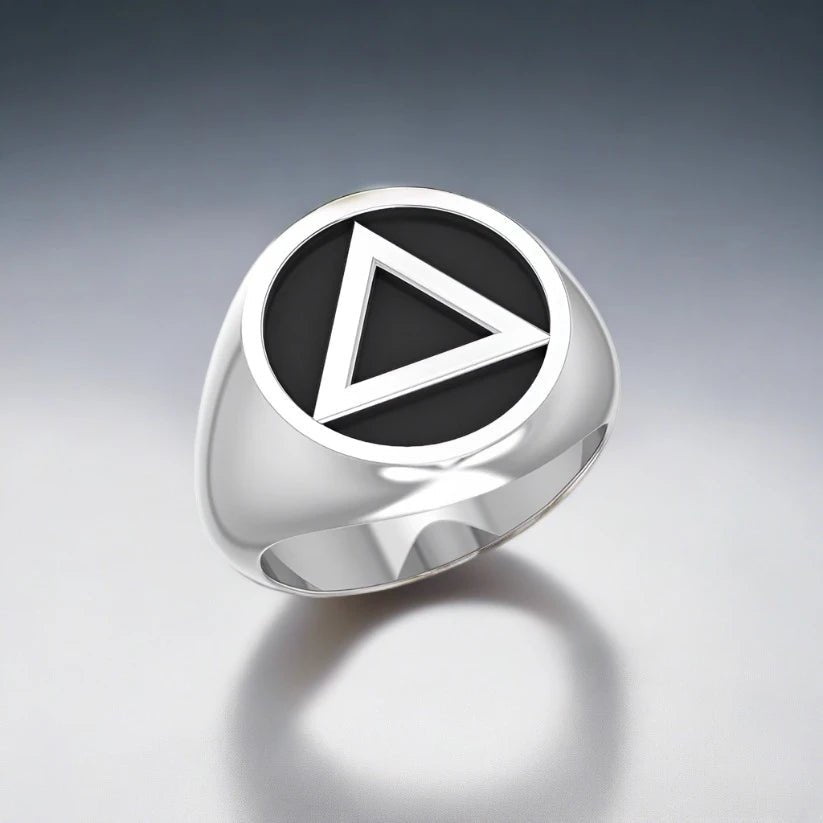 Peter Stone Serenity Circle AA Symbol Silver Ring – Recovery Commitment ...