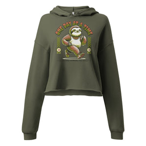 One Day at a Time Sloth Crop Hoodie - Slow and Winning Recovery Hoodie - S | Sobervation