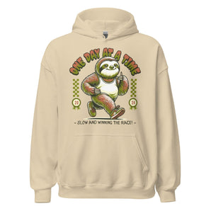 One Day at a Time Sloth Unisex Hoodie - Slow and Winning Recovery Hoodie - S | Sobervation