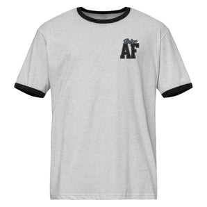 Sober AF Embroidered Unisex Ringer Tee - Recovery Streetwear - Heather Gray / Black / M | Sobervation