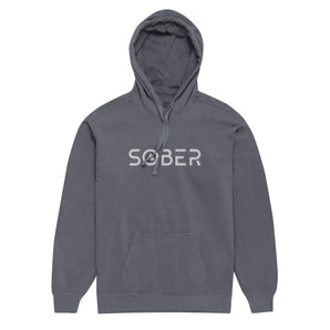 Sober Embroidered Unisex Garment-Dyed Hooded Sweatshirt - Denim / S | Sobervation