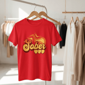 Sober Hotties Unisex Essential Tee | Fiery Sobriety T-Shirt | Recovery Apparel - Red Graphic Print T Shirt - Sobervation