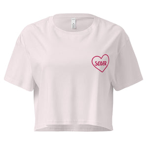 SOBER in a Heart – Embroidered Women’s Crop Top - Orchid / XS | Sobervation