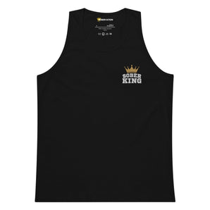 Sober King Crown Embroidered Tank Top | Men's Premium - Black / S | Sobervation
