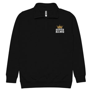 Sober King Logo Embroidered Pullover | Unisex Fleece - Black / S | Sobervation