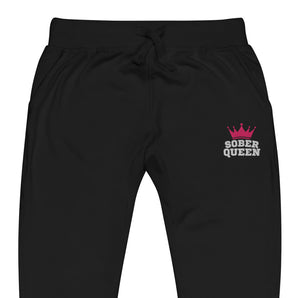 Sober Queen Embroidered Sweatpants | Unisex Fleece Joggers - Black / XS | Sobervation