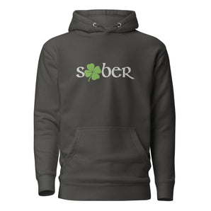 Sober Shamrock Embroidered Premium Hoodie – Cotton Heritage - Vintage Black / S | Sobervation