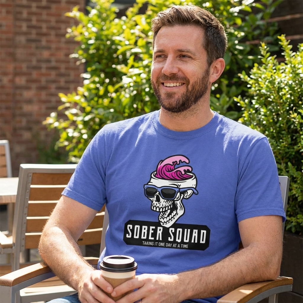 Skeleton Flo Sober Squad Heavyweight Tee | Skeleton Pink Wave Sunglasses Recovery ...