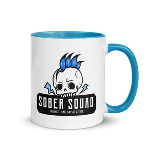 Sober Squad Punk Skull Mug – Edgy Recovery Coffee Mug - Blue | Sobervation
