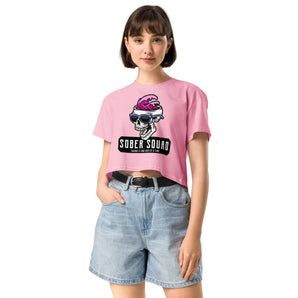 Sober Squad Women's Crop Top - Skeleton Pink Wave Sunglasses Recovery Crop - Bubblegum / XS | Sobervation
