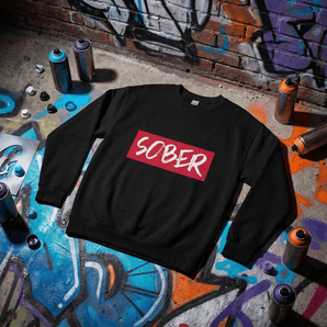 SOBER Statement Sweatshirt – Bold Recovery Apparel - Black / S | Sobervation