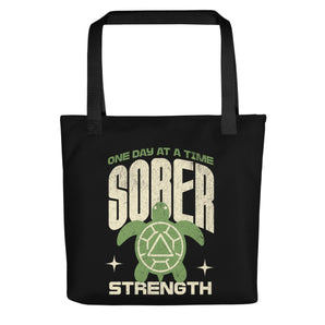 Sober Strength Recovery Turtle Tote Bag - Default Title | Sobervation