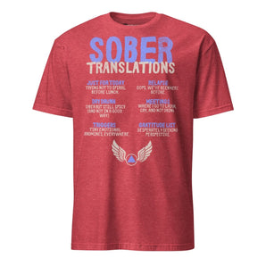 Sober Translations Vol. 2 Reimagined – Essential Unisex Recovery Tee - Heather Red / S | Sobervation