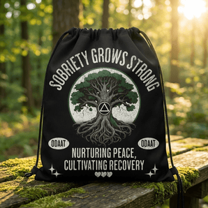 Sobriety Grows Strong Drawstring Bag | Recovery Roots | Sobervation - Drawstring Bag - Sobervation
