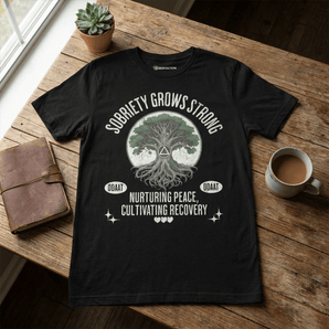 Sobriety Grows Strong – Women’s Essential Tee - Black Women's Essential Tee - Sobervation