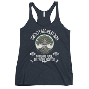 Sobriety Grows Strong – Women’s Racerback Tank - Vintage Navy / XS | Sobervation