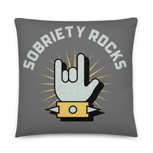 Sobriety Rocks Pillow – Musical Recovery Home Decor - 22″×22″ | Sobervation