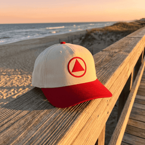 Sobriety Symbol 5 Panel Mid - Profile Baseball Cap – Embroidered Recovery Hat - Red/Natural 5 Panel Mid Profile Baseball Cap - Sobervation
