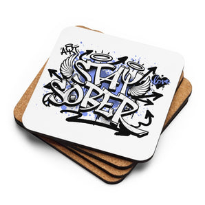 Stay Sober Graffiti Coaster – Urban Street Art Cork-Back Coaster - Default Title | Sobervation