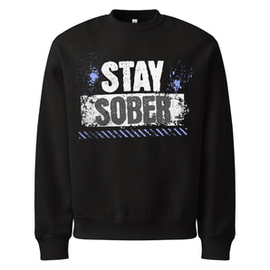 Stay Sober Distressed Oversized Heavyweight Sweatshirt - Black / S | Sobervation