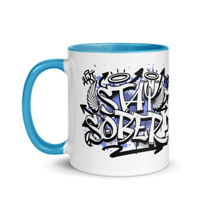 Stay Sober Graffiti Color Inside Mug – Recovery Coffee Mug - Black | Sobervation