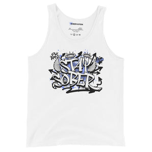 Stay Sober Unisex Tank Top - Graffiti Recovery Statement Apparel - White / XS | Sobervation