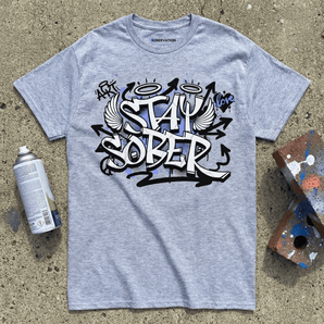 Stay Sober Unisex Tee - Graffiti Recovery Statement Shirt - Sport Grey / S | Sobervation