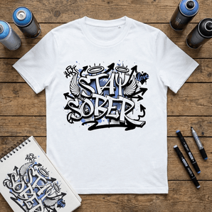 STAY SOBER – Women’s Organic Ribbed Neck T-Shirt - White / S | Sobervation