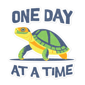 One Day at a Time Turtle Vinyl Sticker - Durable Waterproof Decal - 5.5″×5.5″ | Sobervation